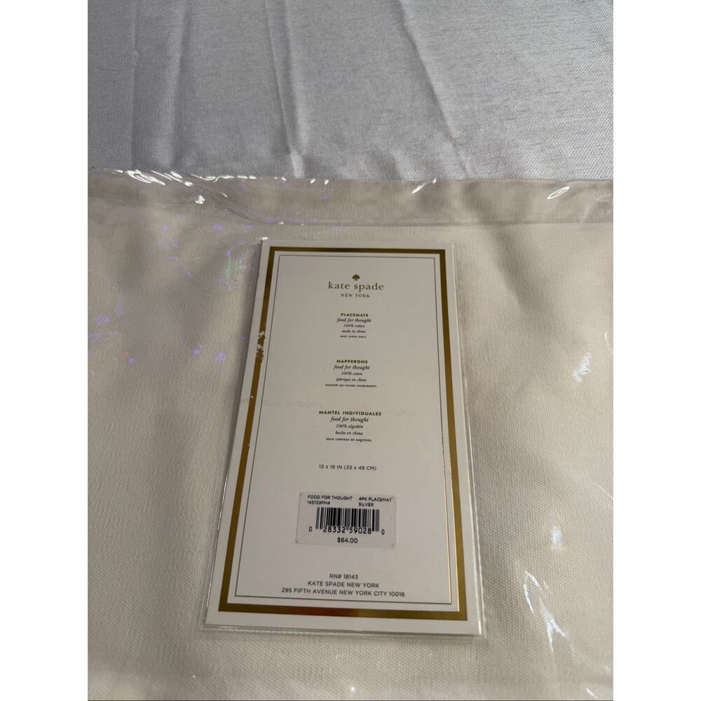 Kate Spade Placemats Spike the Punch Silver Glitter Set of 7 Holiday Placemats - Picture 5 of 5